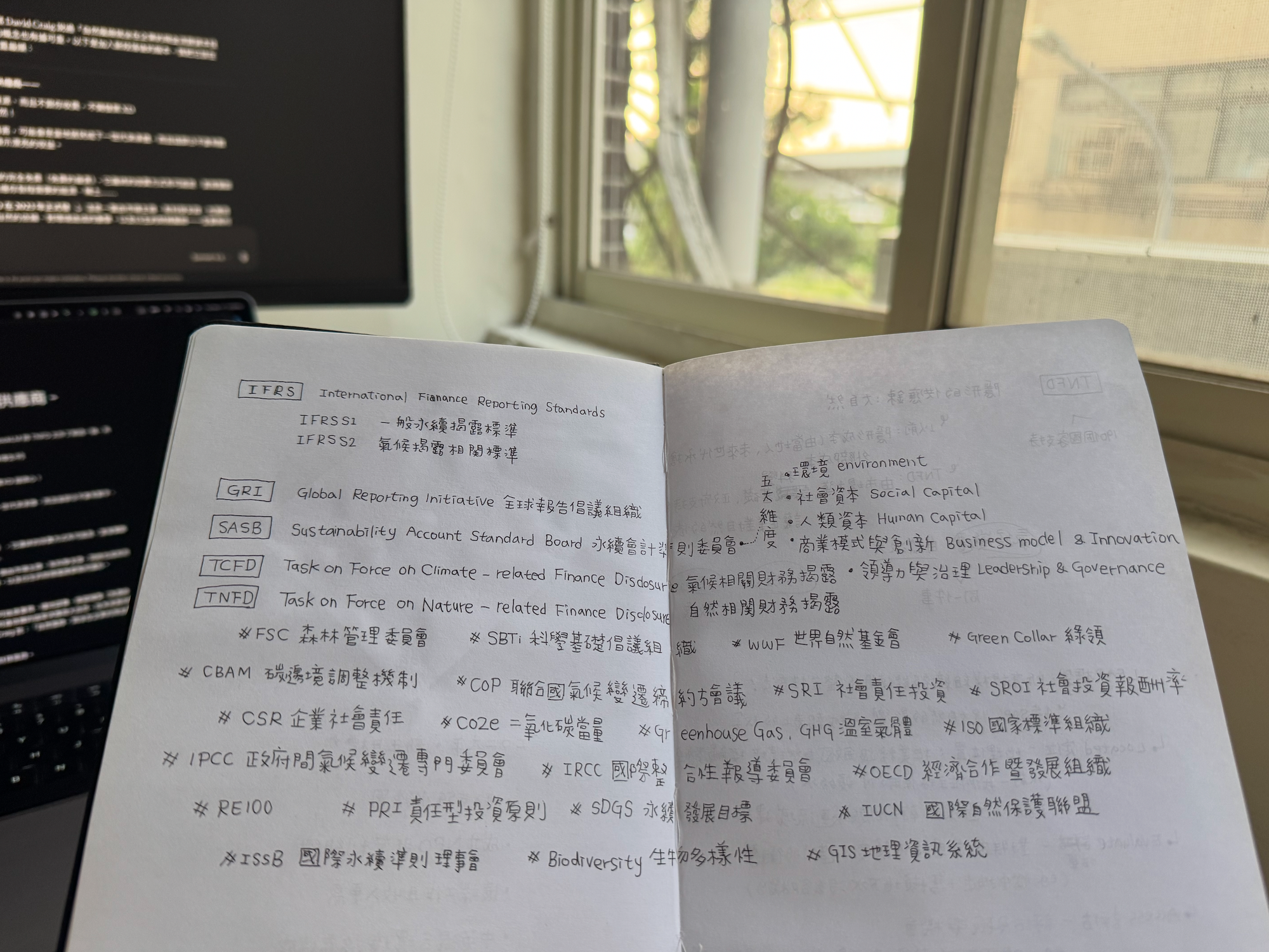 話說這個產業的縮寫實在太多了，筆記跨頁寫到快滿了還是不斷增生中之我的筆記圖